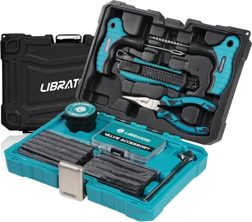 Kit de reparación de neumáticos Libraton, kit de 78 piezas de tapones para neumáticos, herramientas profesionales resistentes para arreglar
