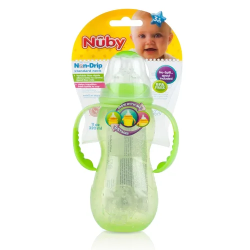Nuby Enfermera de cultivo de 3 etapas antigoteo, los colores pueden variar, 11 onzas