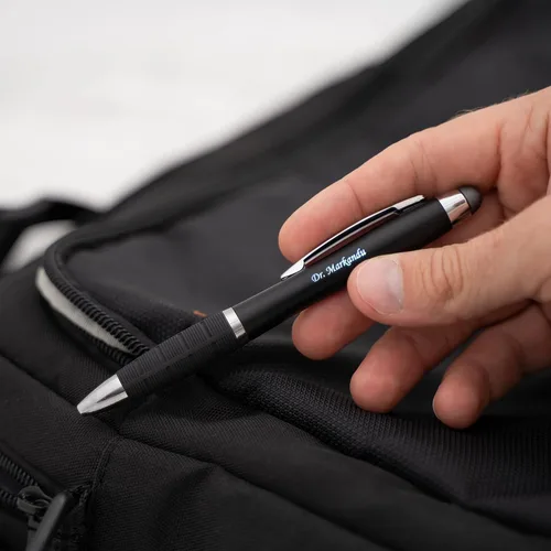 Miniatura 2 de Dayspring Pens Lumen Light-Up - Bolígrafo grabado con lápiz capacitivo, negro, grabado iluminado con pantalla de luz multicolor, acción de clic