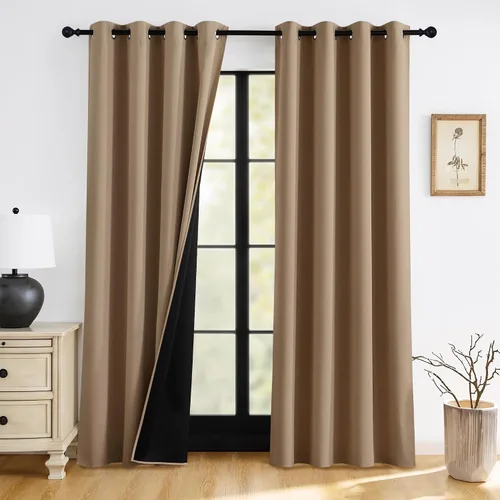 Miniatura 37 de RYB HOME Cortinas opacas grises de 63 pulgadas de largo para dormitorio, cortinas de ventana 100% opacas con aislamiento térmico y reducción