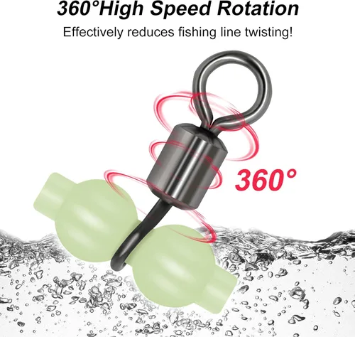 Miniatura 3 de Goture Fishing Swivels, 3 Way Swivels Fishing Tackle, T Shape Cross Line Rolling Swivels with Luminous Beads Saltwater Freshwater,Three Way Fishing