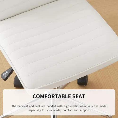 Miniatura 5 de Furnimart Silla de escritorio de oficina de respaldo medio, sin brazos, de cuero sintético, silla de tarea ajustable para oficina en casa, silla