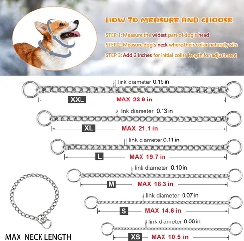 Miniatura 4 de TagME Collar de cadena para perros, collar ajustable a prueba de clima para perros pequeños y cachorros, collar de entrenamiento de mascotas
