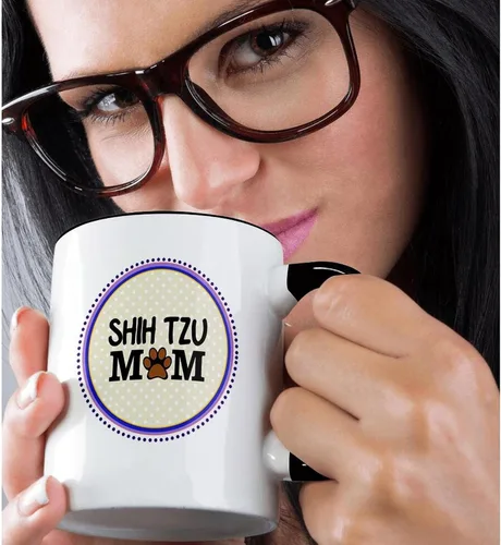 Miniatura 2 de 3dRose Shih Tzu Dog Mom - Taza de 11 onzas, color negro