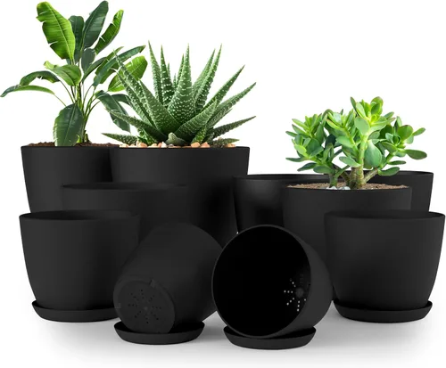 Miniatura 24 de Utopia Home - Macetas de Interior con Drenaje - Macetas de Flores de 7/6.6/6/5.3/4.8 Pulgadas para Plantas de Interior - Juego de 5 Macetas