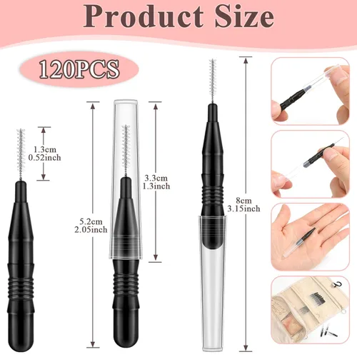 Miniatura 2 de MAPVOLUT 120 Piezas Cepillo Micro para Cejas con Tapa Cepillo de Laminación de Cejas Spoolies para Cepillo de Cejas y Pestañas Relleno y Elevación