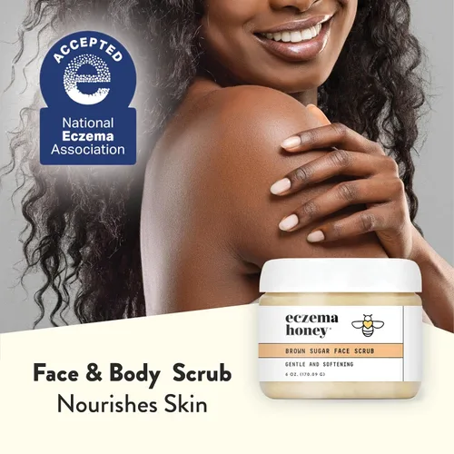 Miniatura 6 de ECZEMA HONEY Exfoliante facial y corporal de azúcar morena, exfoliante de baño para piel seca, exfoliante facial natural y suave que alivia