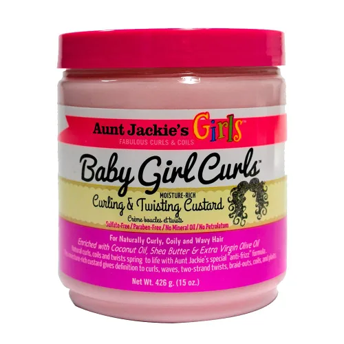 Aunt Jackie's Kids Baby Curls, Natilla Rica en Humedad para Rizar y Trenzar para Cabello Naturalmente Rizado, En Espiral y Ondulado, 15 oz