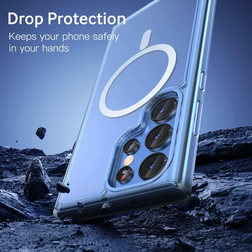 Miniatura 3 de ANNGELAS Funda protectora para Samsung Galaxy S22 Ultra Mag-Safe, delgada funda protectora a prueba de golpes con magnético, parte trasera dura