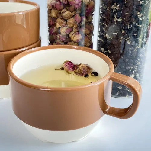 Miniatura 3 de Sicaluya Tazas de café de plástico apilables de 11 onzas con asa (paquete de 6), taza de fiesta ligera para niños y adultos y ancianos, aptas
