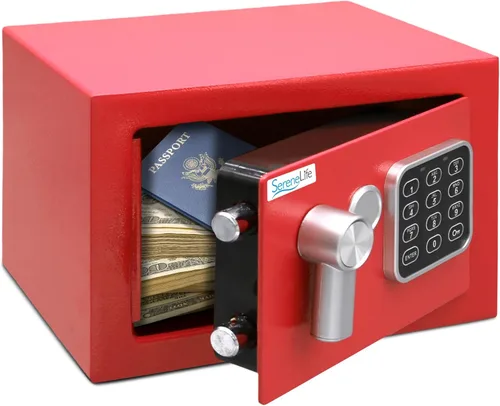Miniatura 10 de SereneLife Caja de seguridad digital de acero de alta calidad, 9.1 x 6.7 x 6.7 pulgadas, almacenamiento seguro para efectivo, armas de fuego