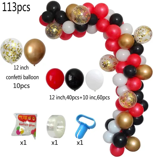 Miniatura 2 de Paquete de 113 globos de guirnalda con arco para baby shower, boda, cumpleaños, fiesta de graduación Rojo y negro