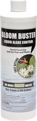 Bloom Buster Pond Control de algas – 16 oz – Algicida de acción rápida, uso en fuentes y estanques al aire libre que contienen koi y otros peces –