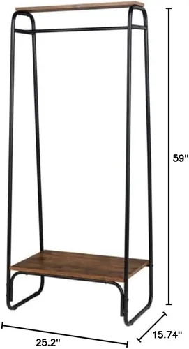 Miniatura 6 de Savins Perchero con estante de madera, perchero de ropa independiente, perchero para ropa, perchero resistente de metal de pie, negro A