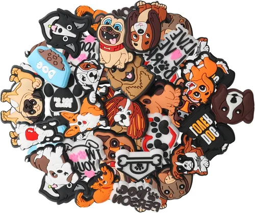 Miniatura 6 de Dijes de decoración de zapatos de perro, 25 piezas de lindos dijes de perros para zapatos, cachorros, zapatos de mascotas para adultos, amantes