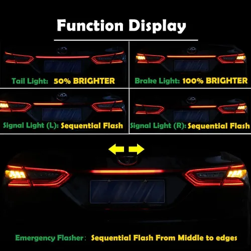 Miniatura 4 de Lente Roja Óptica 3D Completa LED Tipo Secuencial Trasera Señal de Giro Luz Trasera Freno para Toyota Camry 2018 2019 2020 2021 2022 2023 rojo