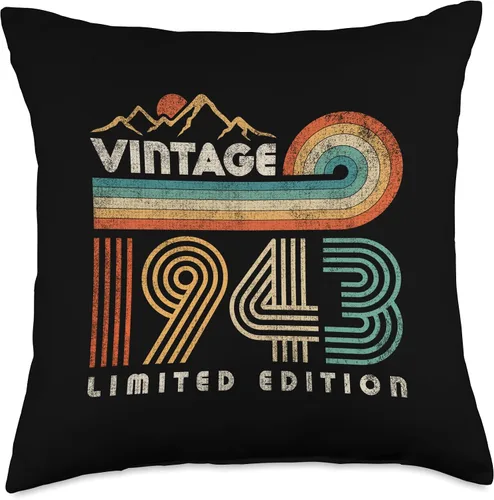 Miniatura 4 de 80 Year Old Birthday Vintage 1943 Limited Edition 80th Bday Throw Pillow