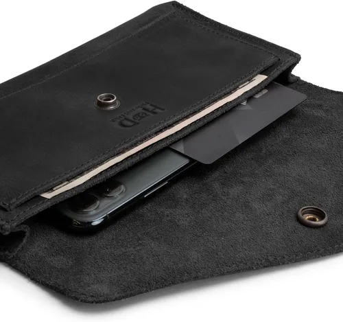 Miniatura 16 de Hide & Drink, Cartera grande de cuero para mujer, organizador de dinero, billetes planos, bolsa, estuche, elegante, hecho a mano, Bourbon Marrón