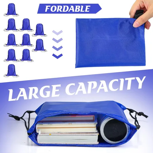 Miniatura 4 de Roowest 200 piezas de mochila deportiva con cordón ajustable, bolsas de cordón para fiestas, para mujeres, hombres, viajes al gimnasio, Azul marino