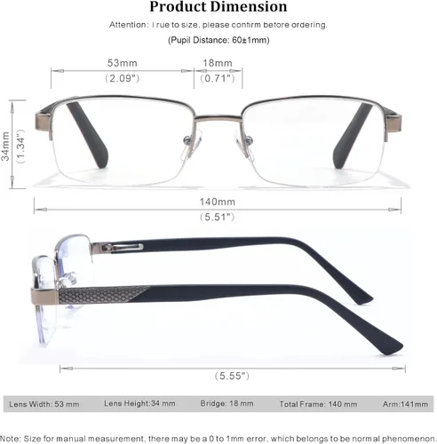Miniatura 4 de Missfive Gafas de Lectura Multifocales Premium para Hombres con Bloqueo de Luz Azul, Marco de Metal Progresivo con Bisagra de Resorte Irrompible