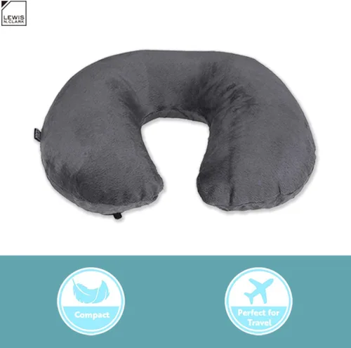 Miniatura 3 de Lewis N. Clark Almohada ajustable para el cuello, Gris, Almohada cervical ajustable e inflable portátil compacta para viajes