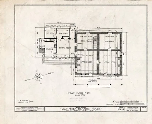 Historic Pictoric : Blueprint HABS NJ,2-TAPO,1- (Sheet 2 of 9) - Dewerk Peter Herring House, 166 Pearl River Road, Old Tappan, Bergen County, NJ