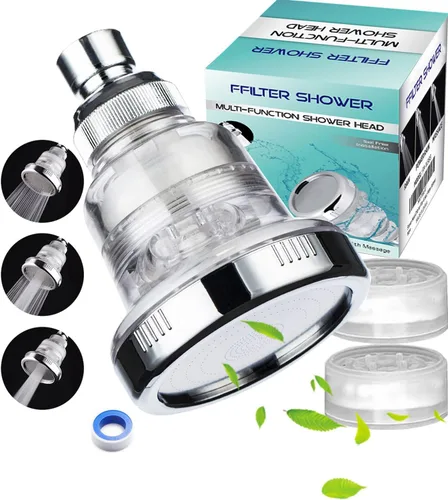 Miniatura 8 de AYI Cabezal de ducha de mano de alta presión filtrado con vitamina C con soporte y manguera de metal, purificador de agua dura, filtro de fluoruro