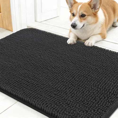 OLANLY - Tapete para puerta de perro y patas sucias, absorbe la humedad y la suciedad, antideslizante, lavable, de felpilla de secado rápido, para