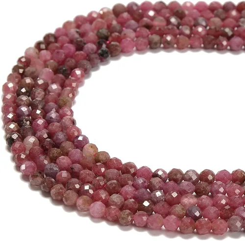 Miniatura 2 de JM Design Thulite natural facetó cuentas redondas tamaño 0.236 in 15.5 '' hebra para la fabricación de joyas