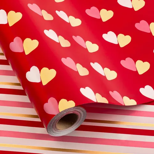 Miniatura 13 de MAYPLUSS rollo de papel de regalo para cumpleaños - mini rollo - 17 pulgadas x 120 pulgadas por rollo - tiras de globo rojo, letras de feliz Feliz