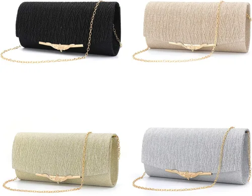 Miniatura 7 de Bolsas de noche con purpurina para mujer, elegante bolso de mano brillante con hebilla floral para boda, fiesta, baile de graduación