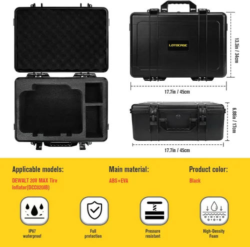 Miniatura 3 de LOTOCASE Estuche rígido para compresor de aire compatible con el inflador de neumáticos DEWALT 20V MAX DCC020IB, bolsa de transporte