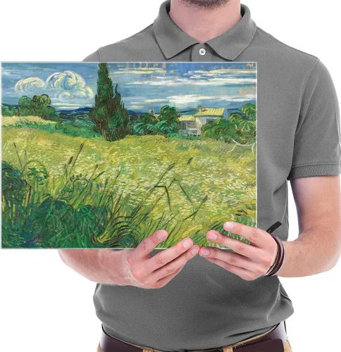 Miniatura 5 de Wieco Art Green Field 1889 - Lienzo decorativo clásico de Van Gogh, arte de pared estirado listo para colgar para decoración de oficina en casa