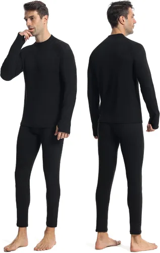 Miniatura 2 de Runhit Mens Thermal Underwear SetFleece Lined Long Johns for Men Thermal Shirts and Pants Base Layer Cold Weather Thermals