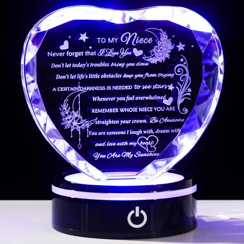 Miniatura 11 de YWHL Regalos de cumpleaños para hermanas con base LED colorida de corazón de cristal para mi hermana, regalo significativo para hermanas en Navidad