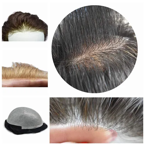 Miniatura 5 de Toupee Hair for Men Hair Piece 0.002 in Ultra Thin Skin Mens Toupee Sistema de reemplazo de cabello humano para hombres, prótesis capilar