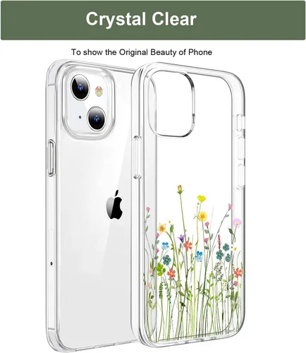 Miniatura 7 de Unov - Funda compatible con iPhone 13, funda transparente con diseño, patrón floral grabado en relieve, protector delgado y suave de TPU, 6.1 Flower