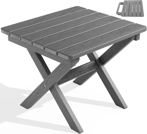 Miniatura 13 de SERWALL Mesa auxiliar Adirondack, mesa auxiliar para exteriores, sin montaje, mesa plegable pequeña de HDPE para patio trasero, piscina, porche