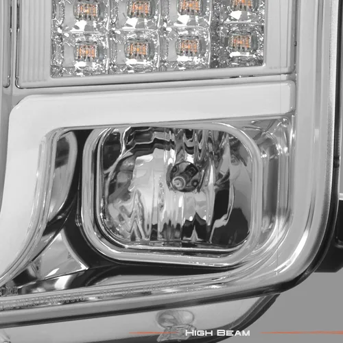 Miniatura 4 de AKKON - Compatible con camioneta Ford F150 2018-2020 [tipo halógeno] Proyector de faros delanteros cromados con par de señal secuencial LED Carcasa