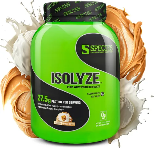 Miniatura 16 de Species Nutrition Isolyze - Proteína de suero en polvo, 100% aislado de suero de leche para construcción muscular, 0.71 oz de proteína por