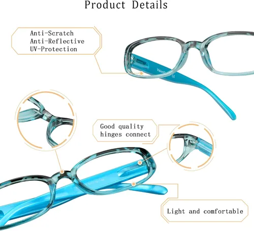 Miniatura 2 de 4 pares de lentes para lectura con bloqueo de luz azul para mujeres y hombres azul (4key001_blue)