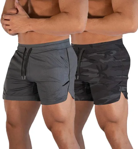 Miniatura 8 de FLYFIREFLY Pantalones cortos de entrenamiento de gimnasio para hombre, ligeros, atléticos, pantalones cortos para entrenamiento de culturismo