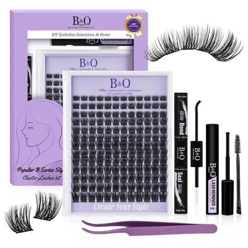 Miniatura 13 de B&Qaugen Racimos de Pestañas 156PCS Kit de Racimos de Pestañas B01+B02+B19 Kit de Extensión de Pestañas DIY Kit de Extensión de Pestañas 8-18mm