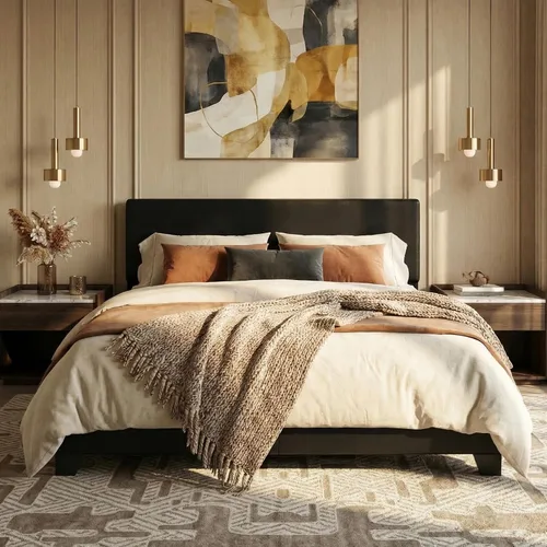 Miniatura 14 de SHA CERLIN Base de cama tamaño King con cabecera ajustable, plataforma tapizada de piel sintética con listones de madera, base de colchón estable
