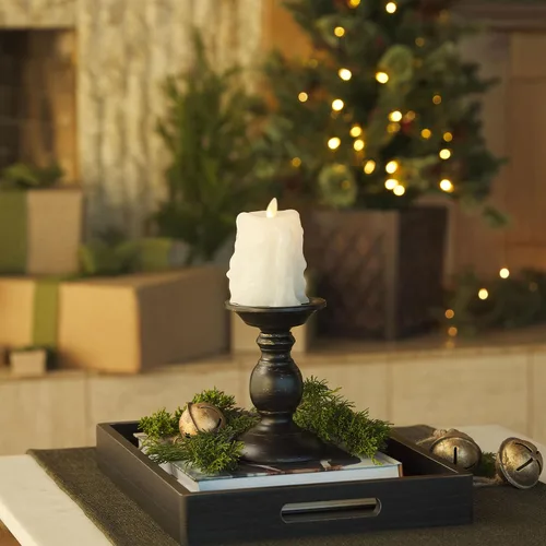 Miniatura 3 de Luminara - Vela LED sin llama de cera pesada, blanca, 3.4" x 4.5", con función de temporizador, pila de cera real, funciona con batería, sin Blanco