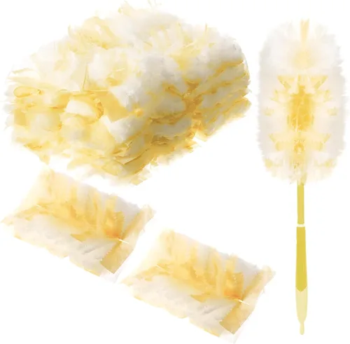 Miniatura 18 de Vesici 100 piezas de repuesto de plumero compatibles con Swiffer Dusters desechables a granel, repuesto grueso con 1 mango resistente para limpieza