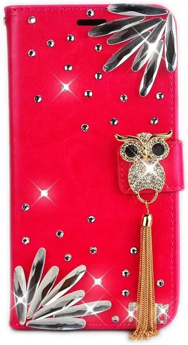 Miniatura 41 de Bling - Funda tipo cartera para teléfono compatible con Samsung Galaxy Z Fold 3 5G, elegante, hecha a mano en 3D con cristales y mariposas