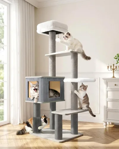 Miniatura 9 de Maine Coon - Árbol para gatos grandes, torre moderna de árbol para gatos con plataformas de felpa, árboles resistentes para gatos