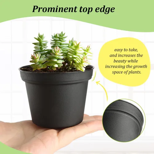 Miniatura 4 de RooTrimmer Paquete de 160 macetas negras de 3 pulgadas, plántulas de plástico, iniciador de semillas, macetas de germinación con drenaje