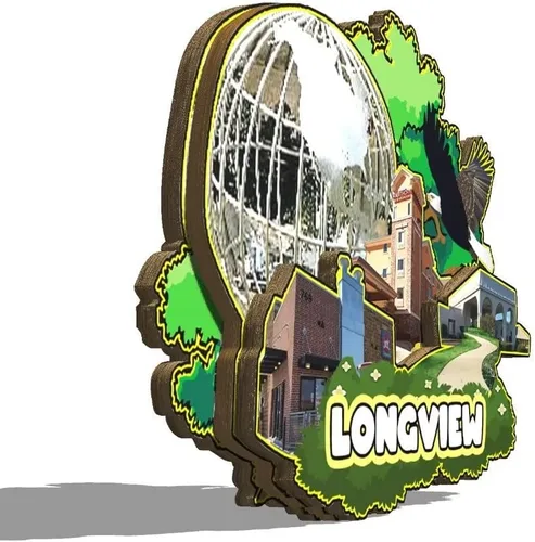 Miniatura 2 de Longview Texas USA - Imán para nevera con imán de madera 3D, monumentos de viaje, coleccionables, decoración hecha a mano, 2